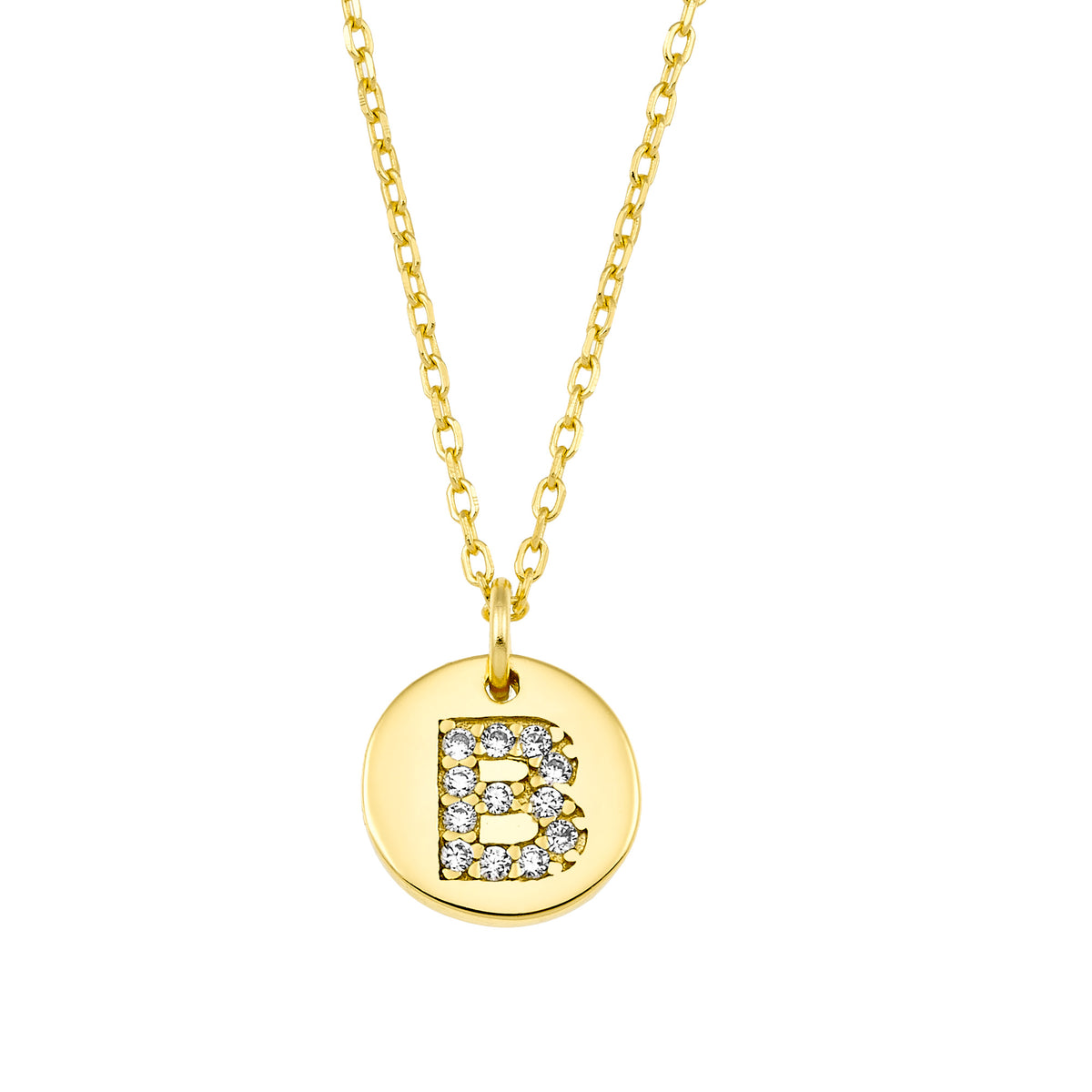 Magna | B Letter Necklace | White CZ | 18K Gold Plated 925 Silver